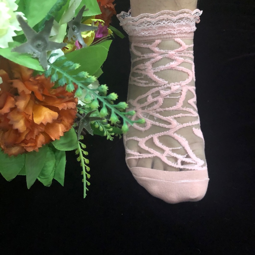 Fancy pink socks with lace